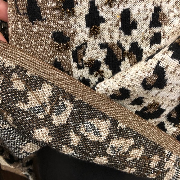 Vintage Leopard Print Metallic Beaded Sweater Lisa Originals Large - Picture 7 of 15